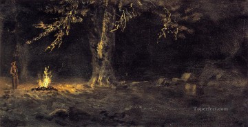 ウッズ Painting - キャンプファイヤー ヨセミテ バレー アルバート ビアシュタットの森